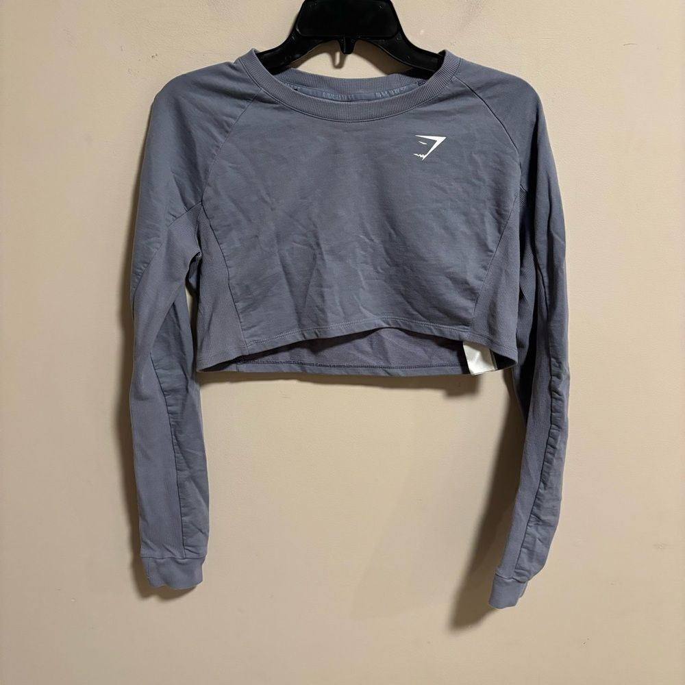 Gymshark Training Cropped Sweater Light blue Lilac Purple- Size Small